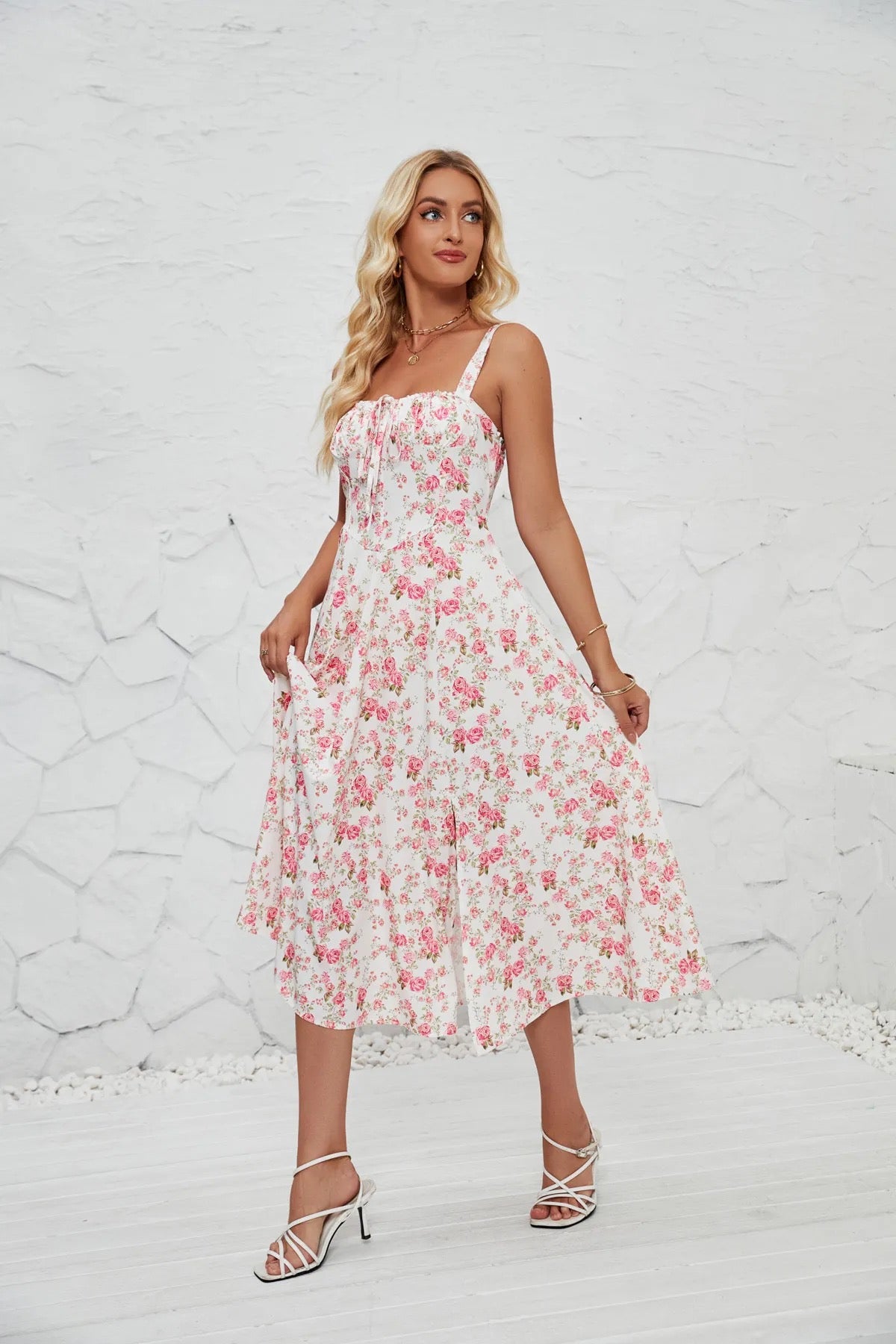 Pink Flower Summer Dress