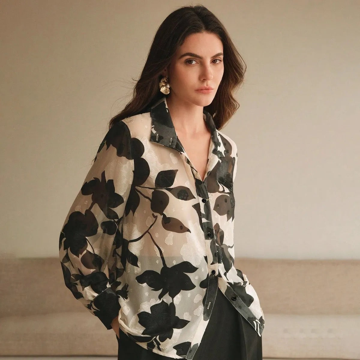 Black & White Flower Top