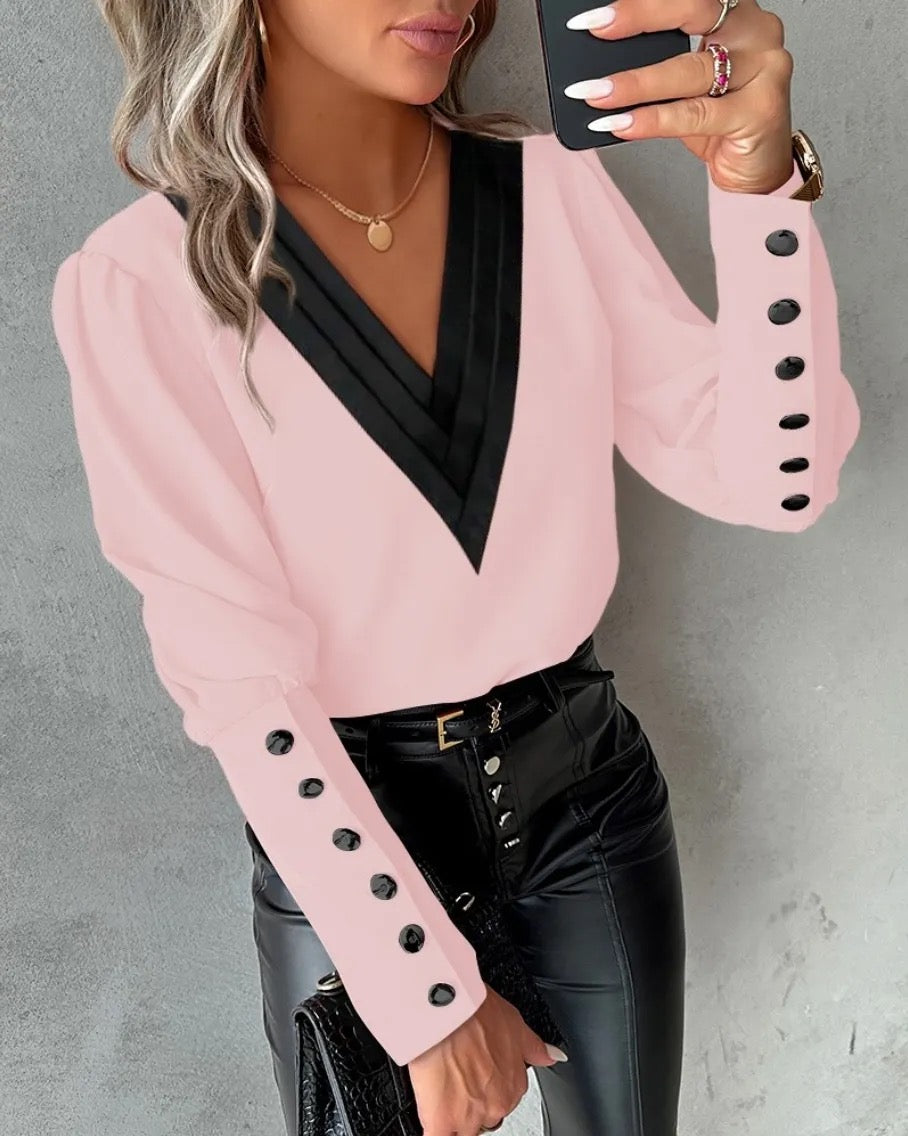 Pink & Black Dress Top